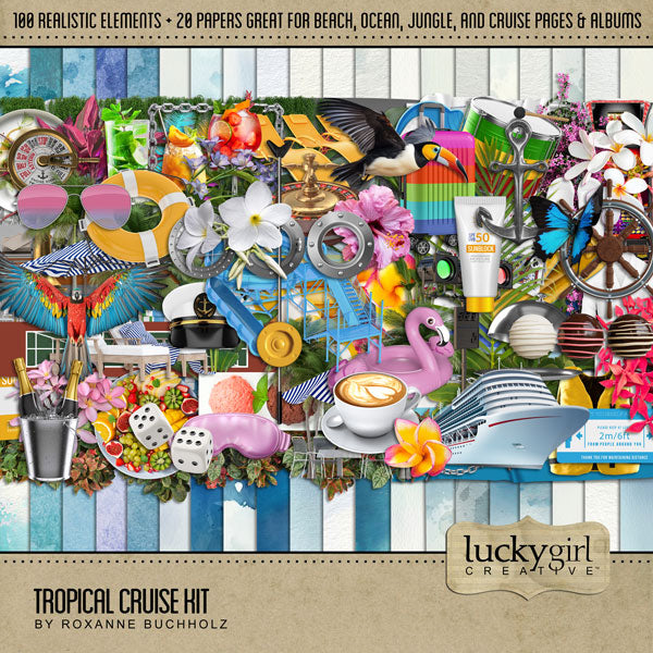 Travel & Vacation digital scrapbook kits by Lucky Girl Creative offer digital scrapbooking embellishments and papers. Perfect for vacations and holidays including trips to the United States, Canada, Europe, and more!
