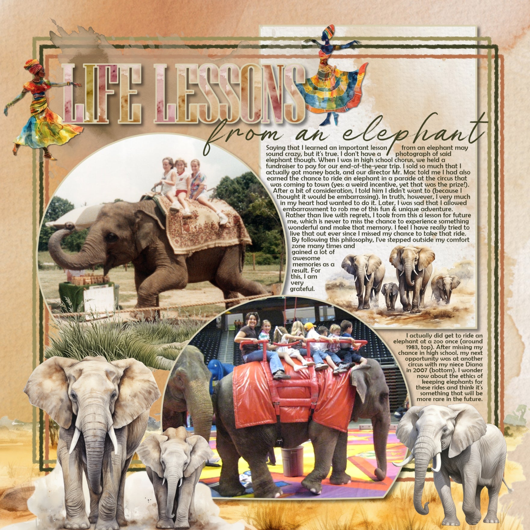 Add these beautiful watercolor embellishments, papers, clusters, and alpha set by Lucky Girl Creative digital art to all your digital scrapbooking pages to easily create memorable African pages and albums! Great for vacations to Africa, photo safari, zoo, and tribal adventures. Embellishments include African dancers, aardvark, animal, antelope, deer, parrot, vulture, buzzard, crane, ostrich, buffalo, water buffalo, ant, beetle, insect, bug, camel, chameleon, cheetah, crocodile, elephant, and more.