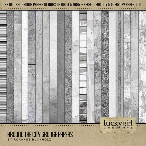 Around the City Grunge Papers Digital Scrapbook Kit