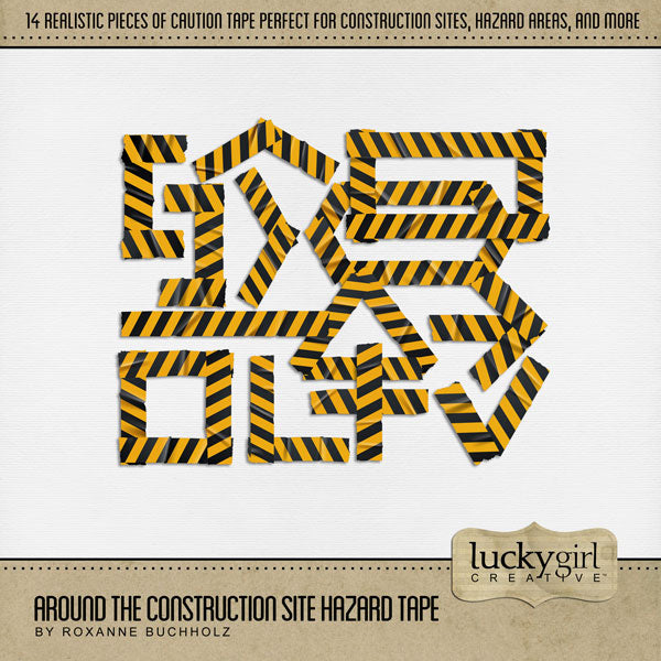 The Around the Construction Site Hazard Tape Digital Art Kit by Lucky Girl Creative is great for documenting life around the construction zone, home renovation projects, and heavy machinery operators. Also works for natural disaster areas or areas of caution.