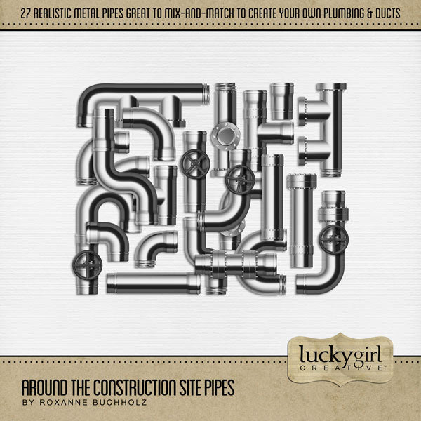 The Around the Construction Site Pipes Digital Art Kit by Lucky Girl Creative is great for documenting life around the construction zone, home renovation projects, and contractors. Also works for DIY, carpenters, plumbers, construction workers, and more!
