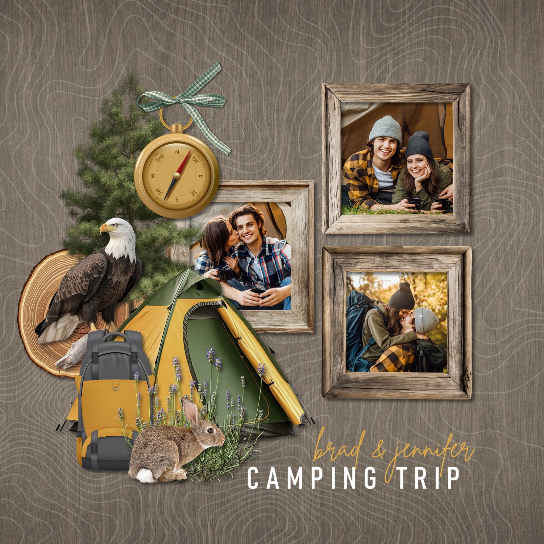 Showcase your family memories with these transparent topographic overlays by Lucky Girl Creative. Perfect for outdoor adventures in nature and adding warmth to all your mountain and camping pages. Fill with your favorite color, photo, or paper to create a unique effect.