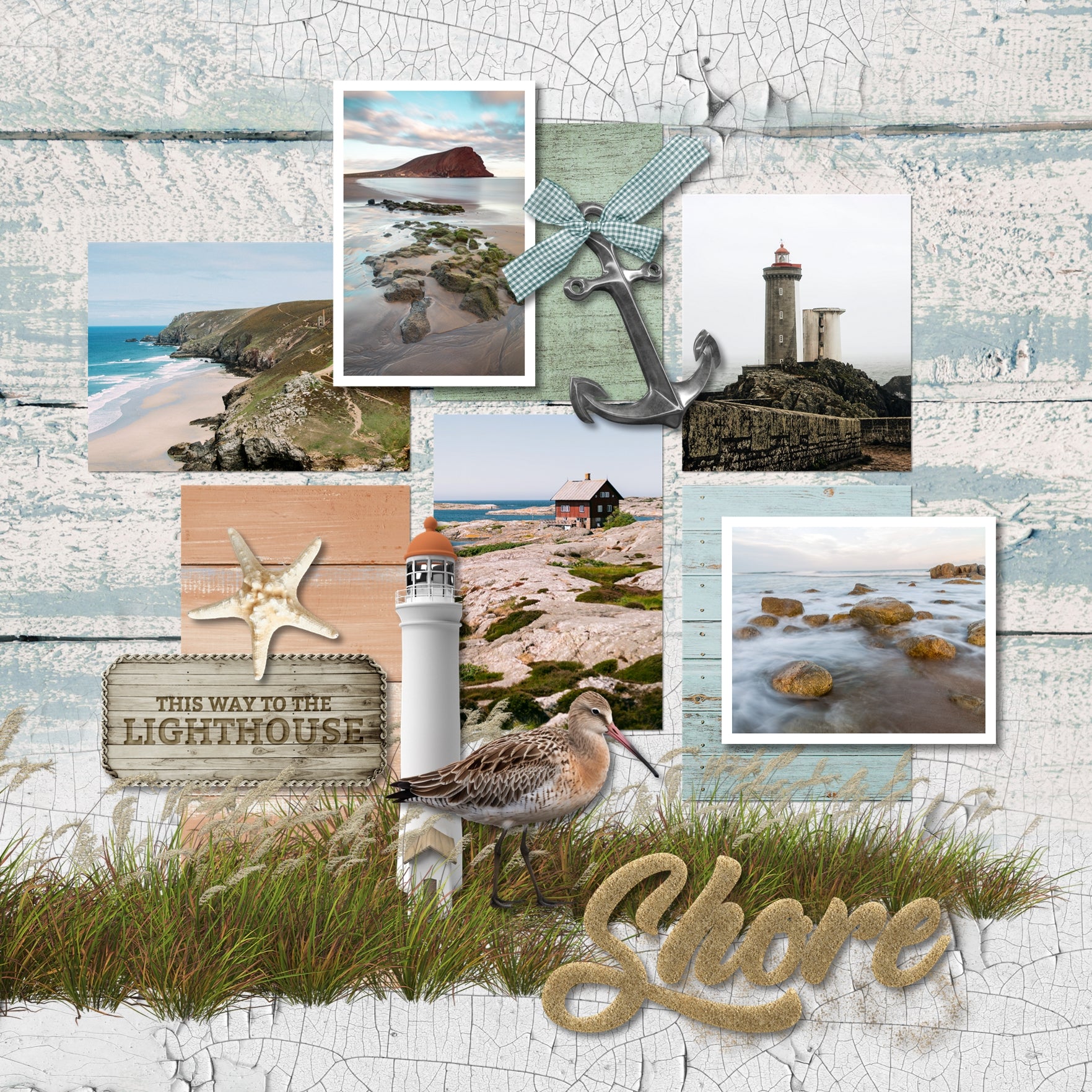 Around the Shore Sand Word Art Digital Scrapbook Kit