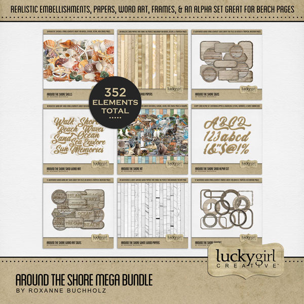 Around the Shore Shells Elements Digital Scrapbook Kit