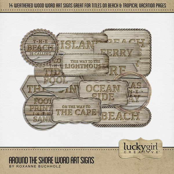 Around the Shore Word Art Signs Digital Scrapbook Kit
