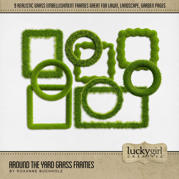 If you love playing in the backyard, mowing the lawn, landscaping, gardening, or enjoying the outdoors and nature, then this digital scrapbooking frames kit by Lucky Girl Creative digital art is what you are looking for.