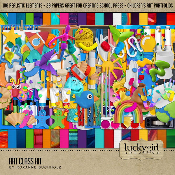 Art, art, and more art! Have fun with this school arts and crafts class digital art kit by Lucky Girl Creative. From painting and clay to coloring and drawing, this school kit has everything you need to showcase your child's art masterpieces.