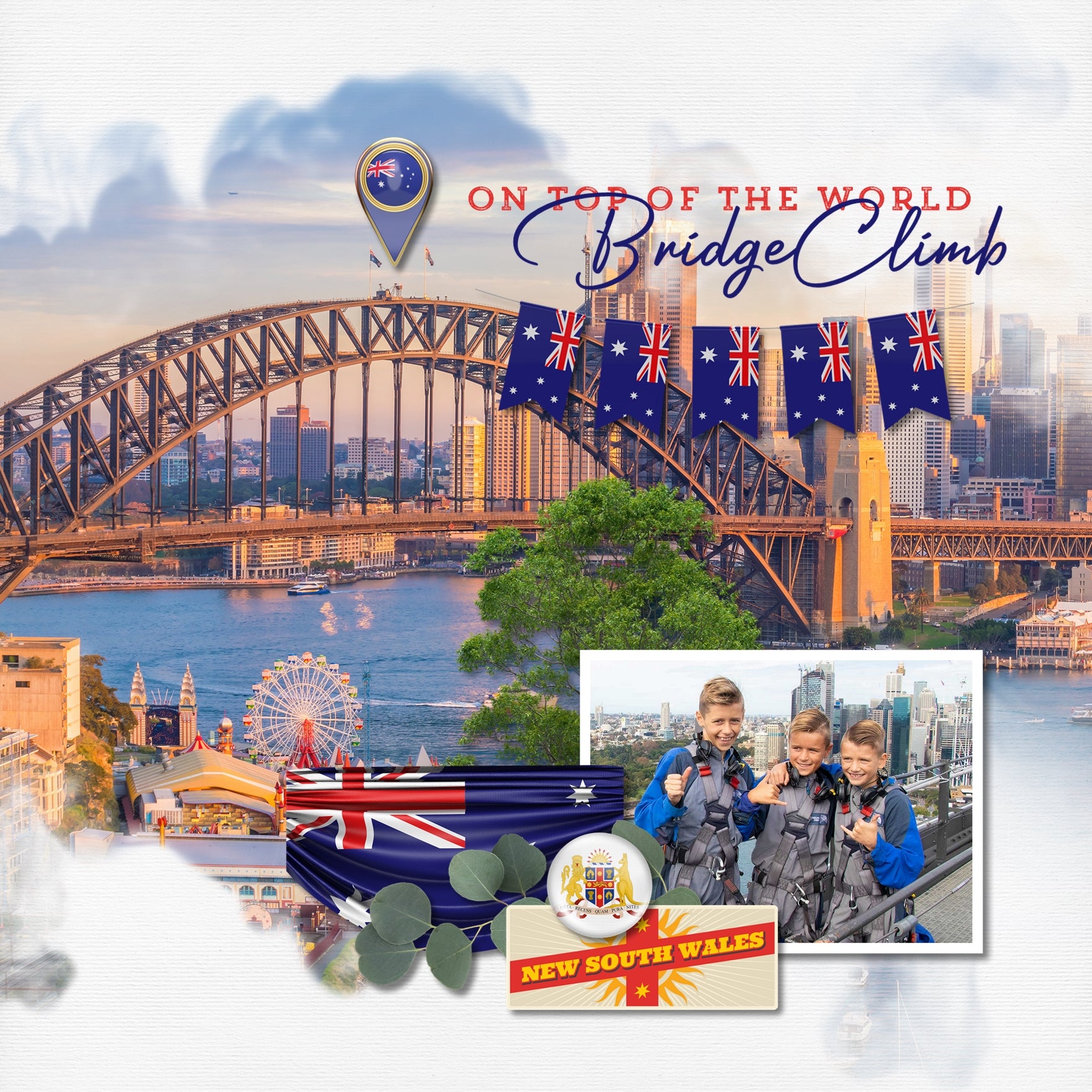 Highlight your vacation memories with these realistic digital art embellishments, grunge papers, Visa Stamps, and Coat of Arms Flair by Lucky Girl Creative. Great for holidays to Australia and New Zealand and exploring indigenous life throughout Polynesia! Can be used for tropical pages, too!