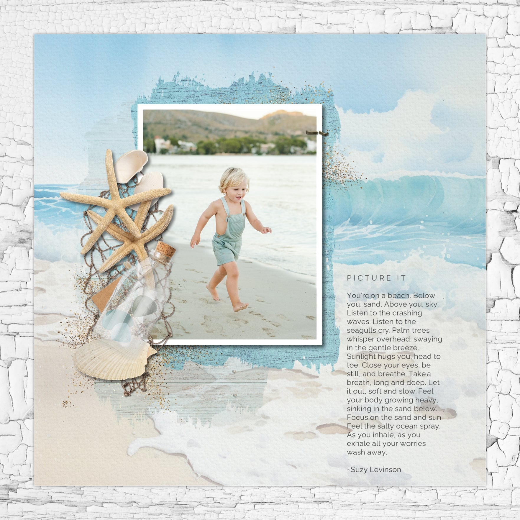 Beach View Watercolor Papers Digital Scrapbook Kit