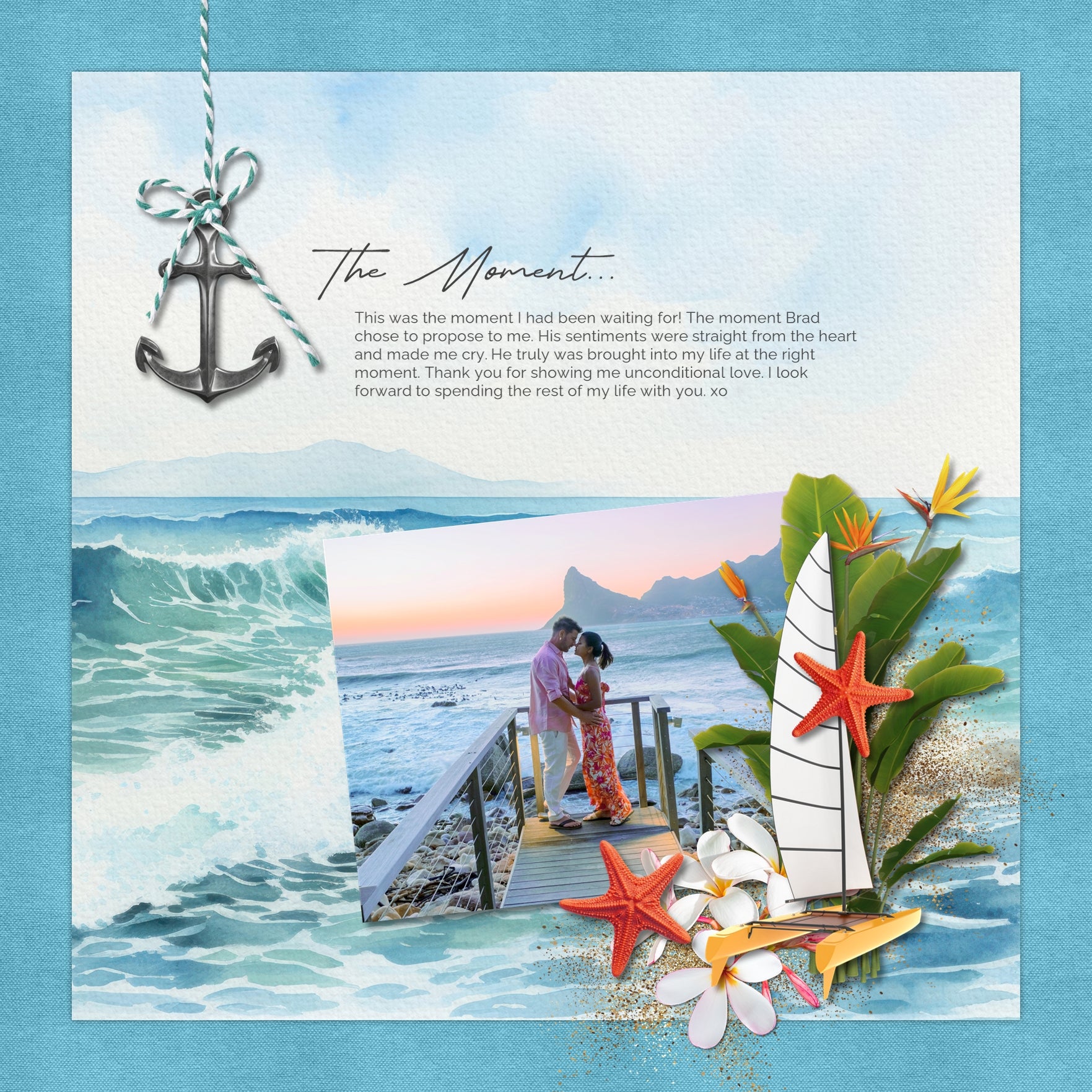 Beach View Watercolor Papers Digital Scrapbook Kit