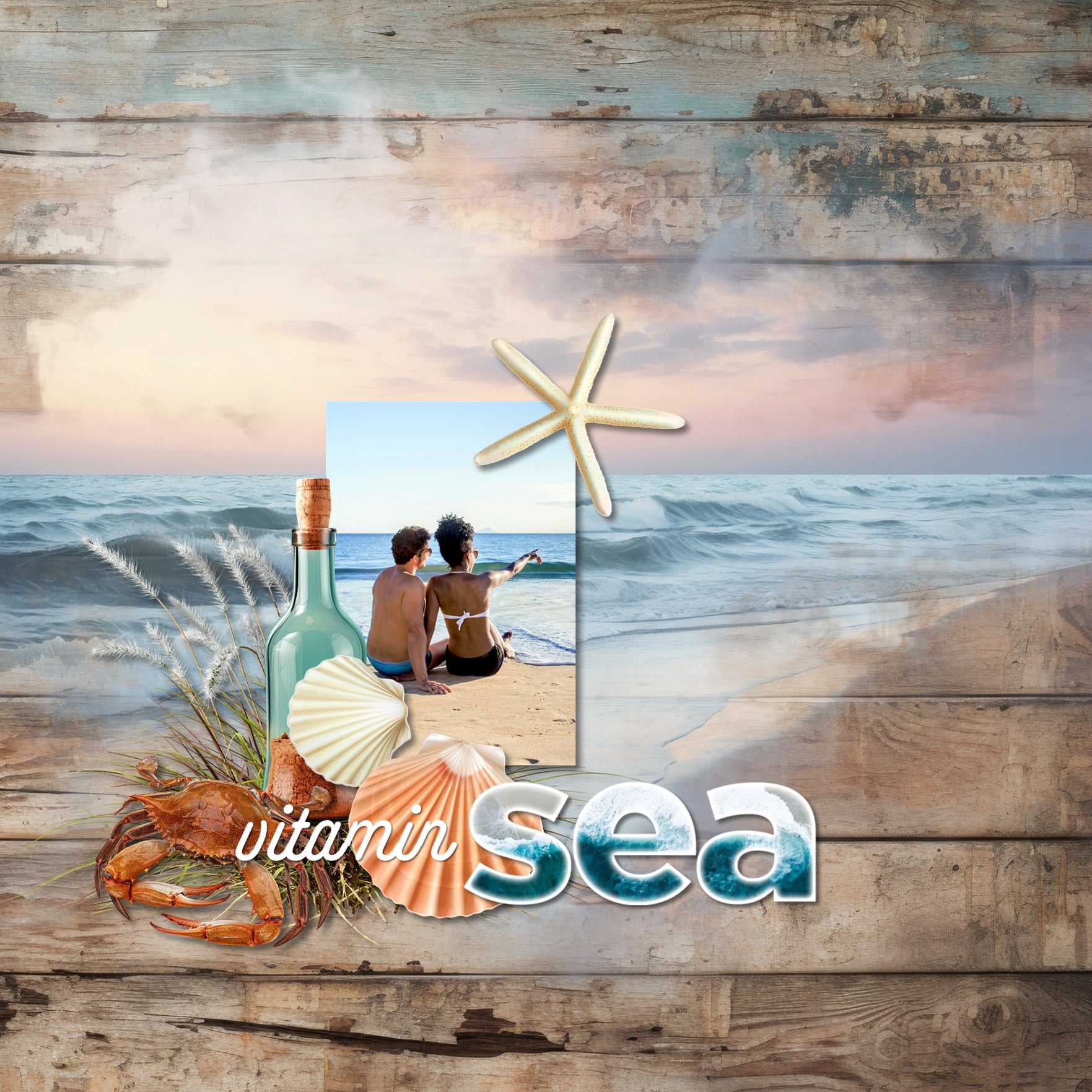 Summer beach days are here! Celebrate your ocean and seaside memories with these beautiful beach masked overlays by Lucky Girl Creative digital art for digital scrapbooking! With transparent edges, these masked photographs blend seamlessly into any background paper and make the perfect backdrop for all travel and vacation pages.