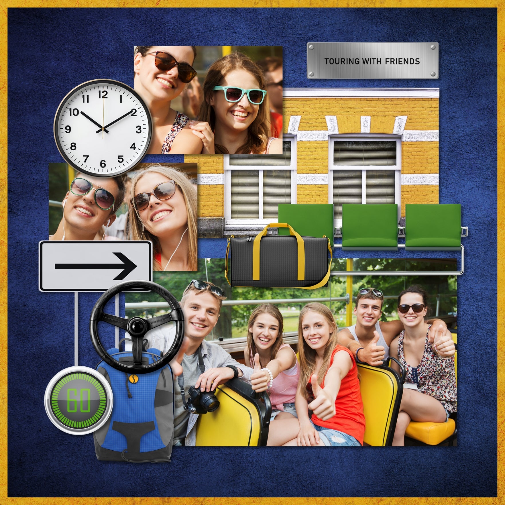 Great for road trips, vacations, and travel bus tours, these realistic digital scrapbooking elements by Lucky Girl Creative digital art are what you are looking for. With all the things you'll find around the bus station and on the bus, these embellishments will add extra fun to your pages.