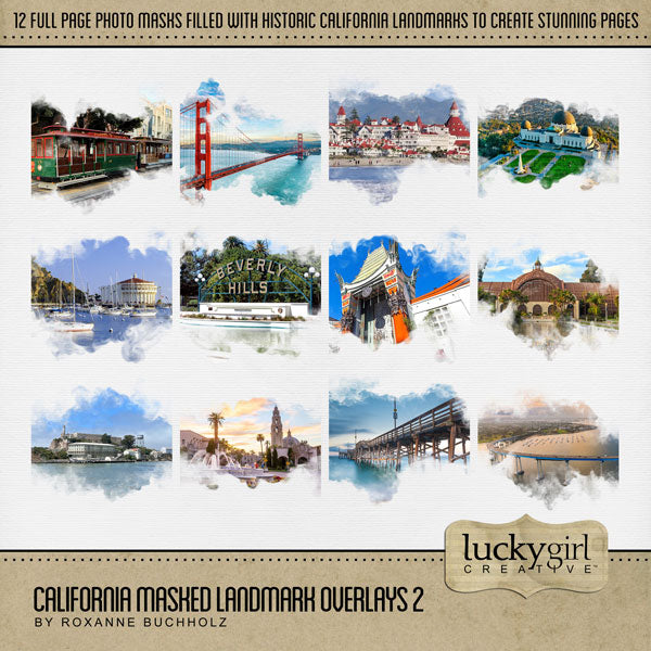 California Masked Overlays Digital Scrapbook Bundle