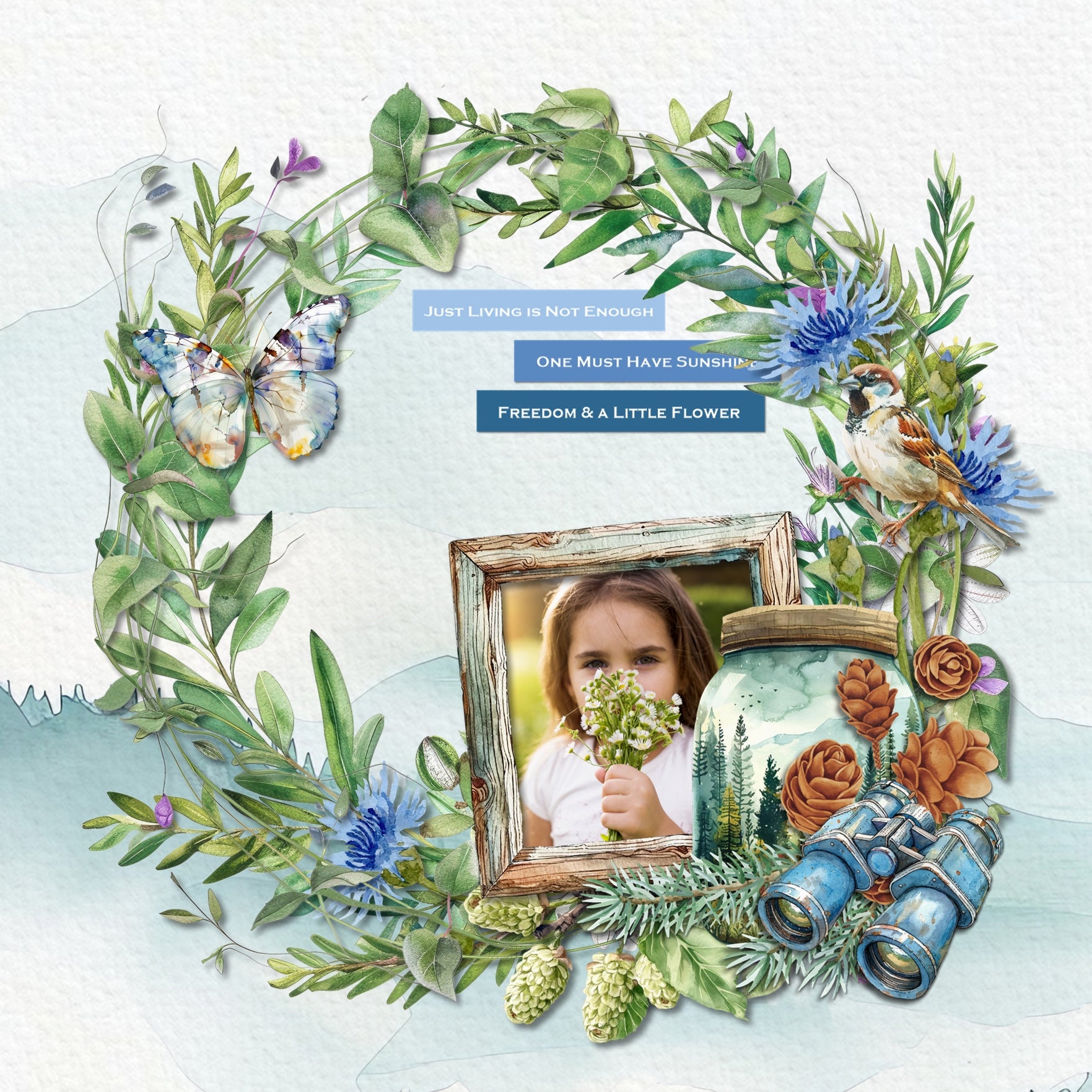Travel and explore the outdoors and nature with your favorite digital scrapbooking watercolor camping supplies, hiking and climbing gear, fishing tackle, flora and fauna, and wildlife included in this bundle containing embellishments, watercolor papers, an alpha set, and clusters by Lucky Girl Creative digital art. Great for nature and outdoors, camping, hiking, vacations to national and state Parks, and more. Embellishments include animals, bear, Canadian goose, owl, bird, woodpecker, boar, hog, and more.