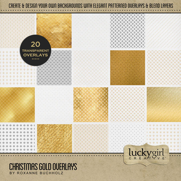 Accent your digital scrapbook pages with elegant transparent overlays by Lucky Girl Creative to create your own unique digital papers. These digital art overlays are great for all your Christmas, New Year, anniversary, and birthday projects. Wonderful for weddings, too! Fill with your favorite color, photo, or paper to create a unique effect.