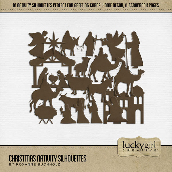 Christmas Nativity Silhouettes Digital Scrapbook Kit