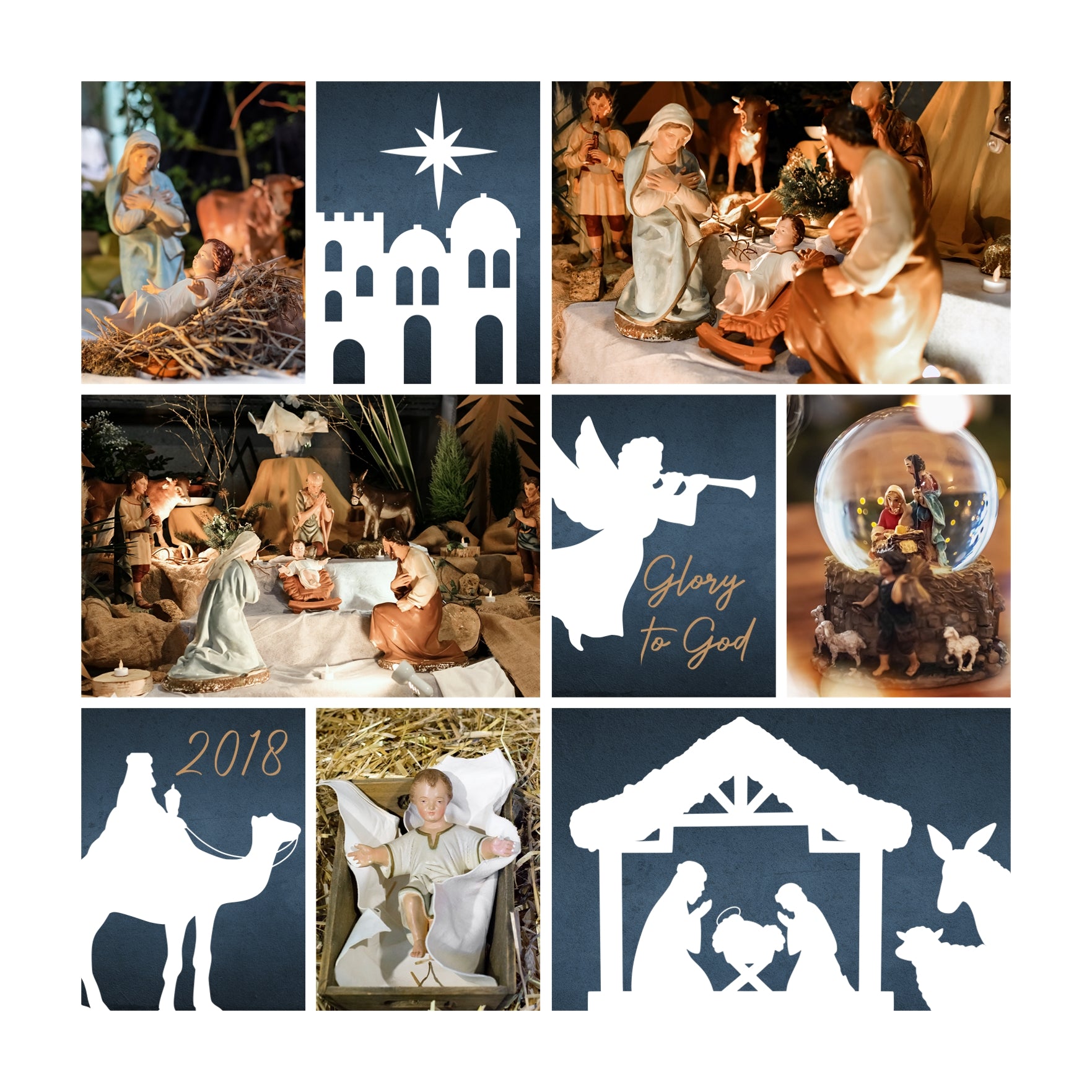 Christmas Nativity Silhouettes Digital Scrapbook Kit