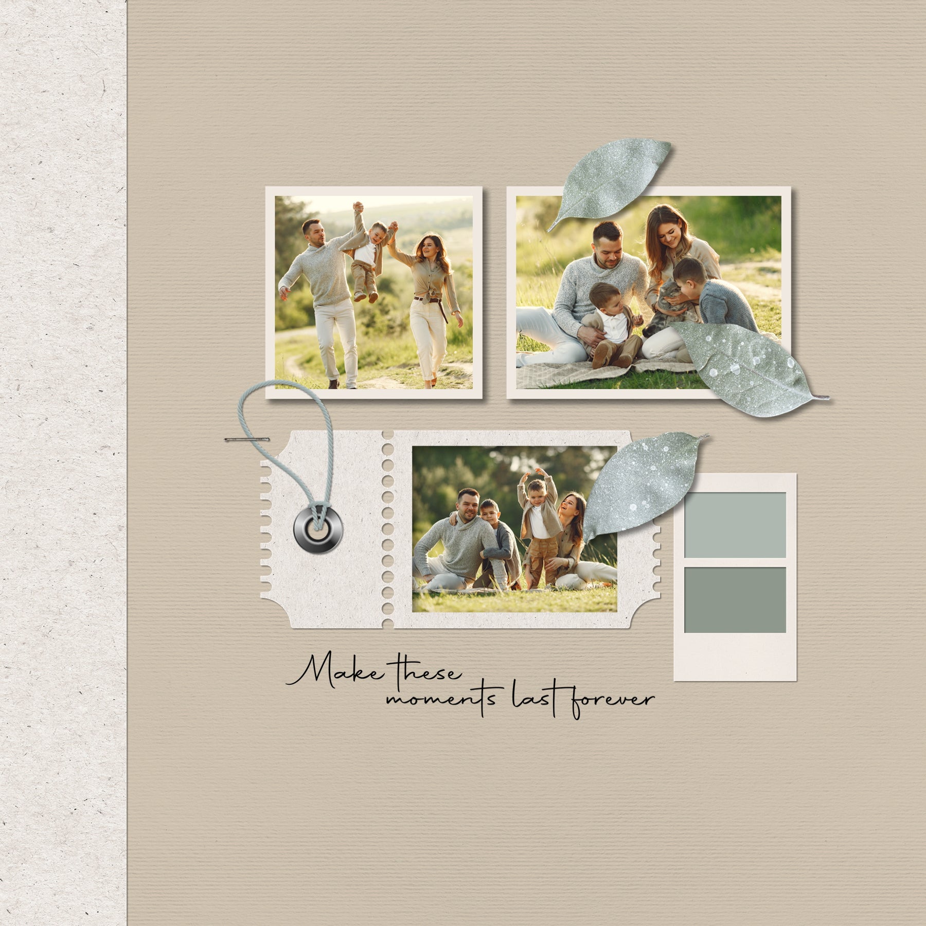 Designed with spring and early summer in mind, these beautiful embellishments and papers by Lucky Girl Creative highlight a color palette which is completely customizable and meant to accent your photos no matter the theme or occasion. Versatile enough for everyday, the bits of nature are designed to accent your favorite photos and allow your creativity to soar.