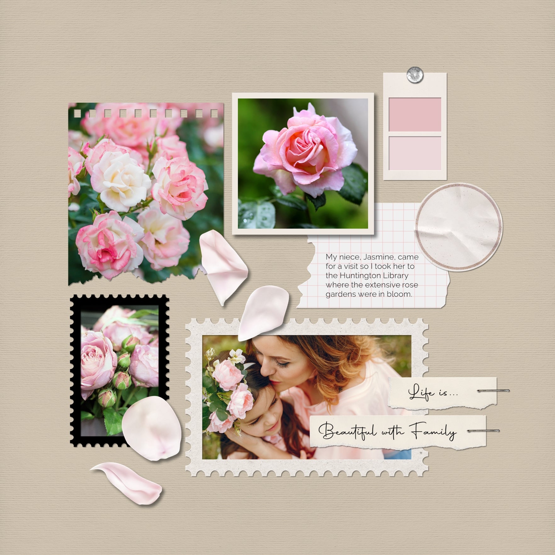 Designed with spring and early summer in mind, these beautiful embellishments and papers by Lucky Girl Creative highlight a color palette which is completely customizable and meant to accent your photos no matter the theme or occasion. Versatile enough for everyday, the bits of nature are designed to accent your favorite photos and allow your creativity to soar.