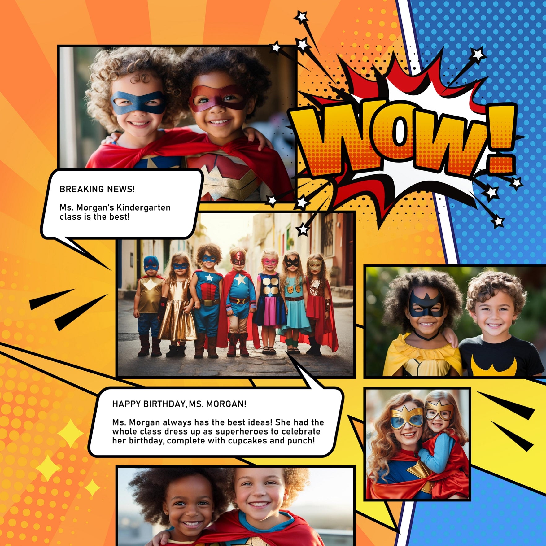 Pow! Boom! Pop! Faster than a speeding bullet, this digital scrapbooking paper pack by Lucky Girl Creative digital art is filled with action and adventure. Perfect for backgrounds on comic book pages, sports, Father's Day, video games, cartoons, news, newspapers, and more!
