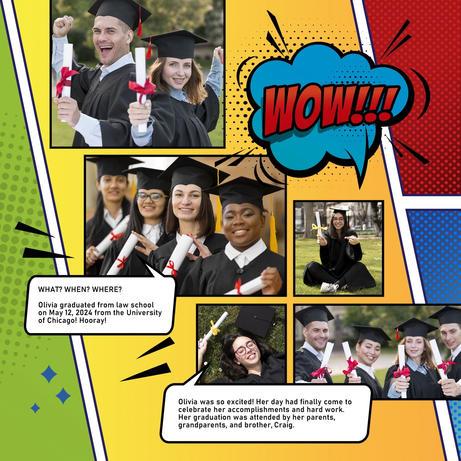 Pow! Boom! Pop! Faster than a speeding bullet, this digital scrapbooking word bubble kit by Lucky Girl Creative is packed with action and adventure. Perfect for titles on comic book pages, sports, Father's Day, video games, cartoons, news, newspapers, and more! Word art includes Wow, Yeah, OMG, Bang, Pow, and Zoom.