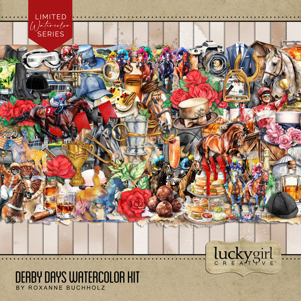 Derby Days Watercolor Digital Scrapbook Kit