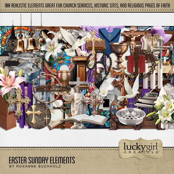 These beautiful and realistic digital scrapbooking embellishments by Lucky Girl Creative Digital Art are the perfect addition to any page or album featuring church, faith, religion, wedding, baptism, communion, choir, and other historic sites such as basilicas, cathedrals, temples, and chapels.