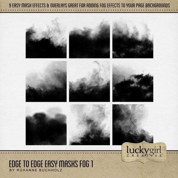 With 9 unique photo masks supplied as both standard and inverse embellishments, these digital photo masks by Lucky Girl Creative can be filled with paper or photos, colorized, or used as Blend effects. In Photoshop, drop the photo mask on your page, overlay with your favorite photo, and create a clipping path for a stunning result.