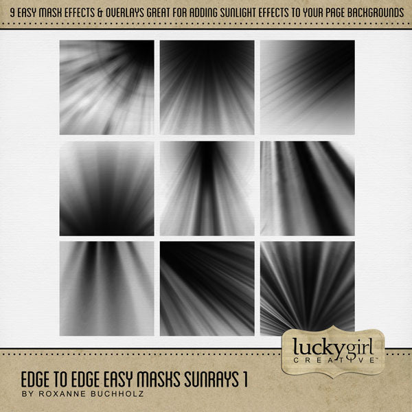 With 9 unique photo masks supplied as both standard and inverse embellishments, these digital photo masks by Lucky Girl Creative can be filled with paper or photos, colorized, or used as Blend effects. In Photoshop, drop the photo mask on your page, overlay with your favorite photo, and create a clipping path for a stunning result.