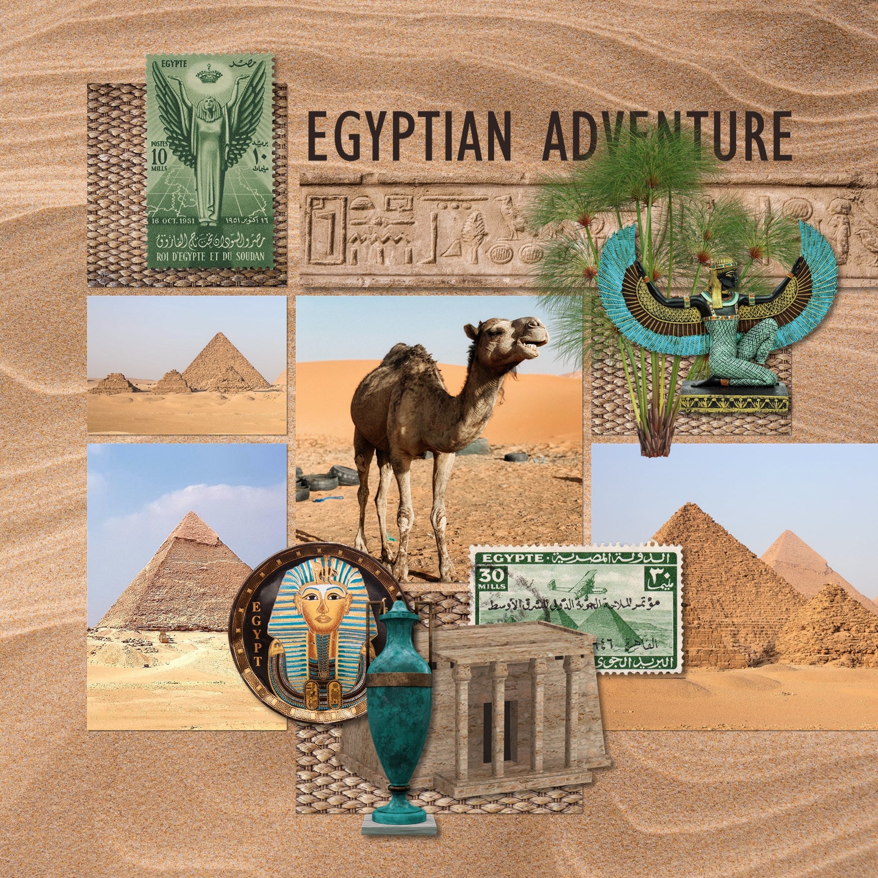 Adventure and explore through Egypt with this beautiful and realistic Egyptian travel digital scrapbooking bundle by Lucky Girl Creative. Bring your vacation pages to Egypt to life!