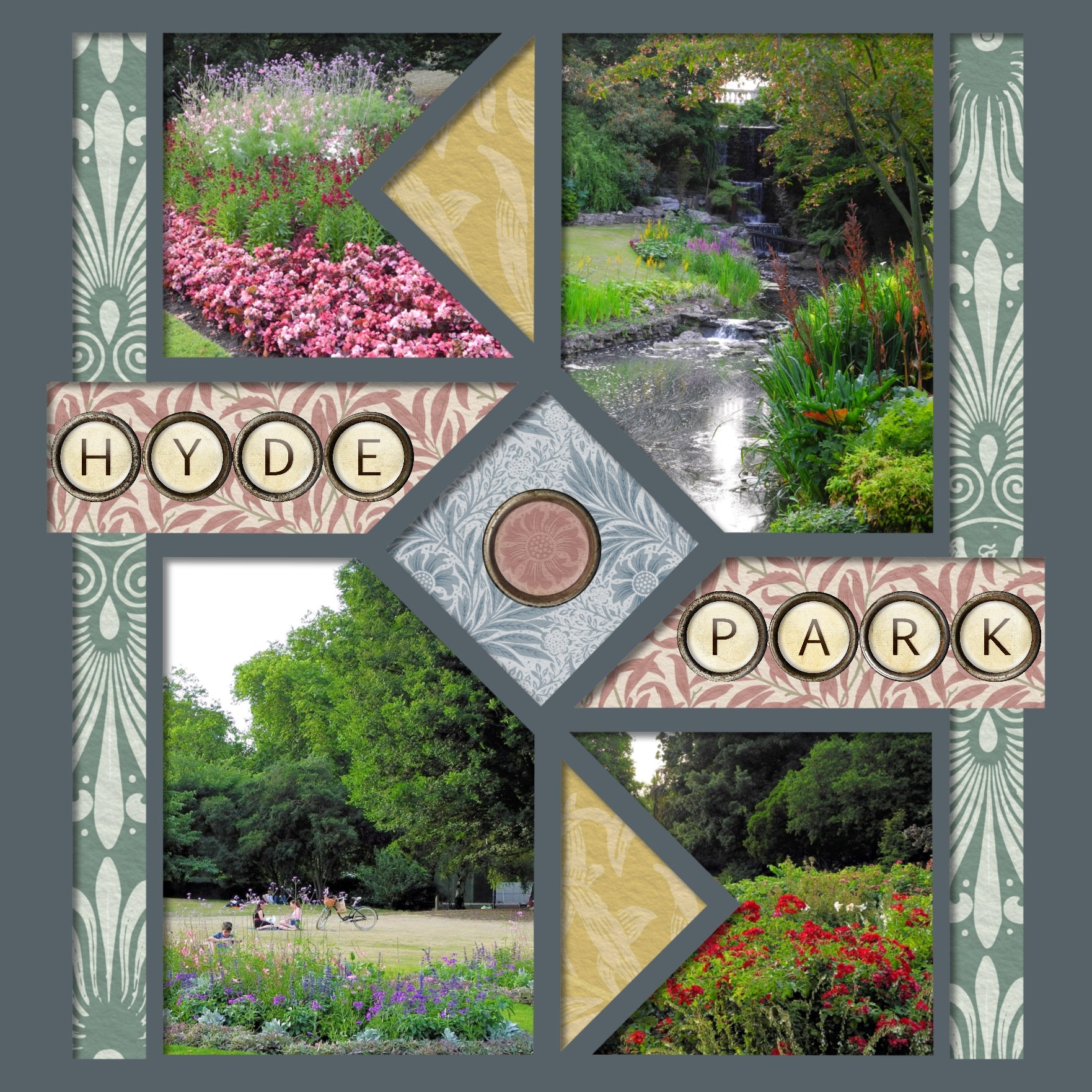 Add beautiful blue monochromatic floral papers by Lucky Girl Creative digital art to all your scrapbooking pages and albums. Inspired by the Art Nouveau Arts & Crafts Movement of the 1870's, these background papers will add a subtle touch of warmth to your projects. Colors include blue, brown, green, pink, and yellow.