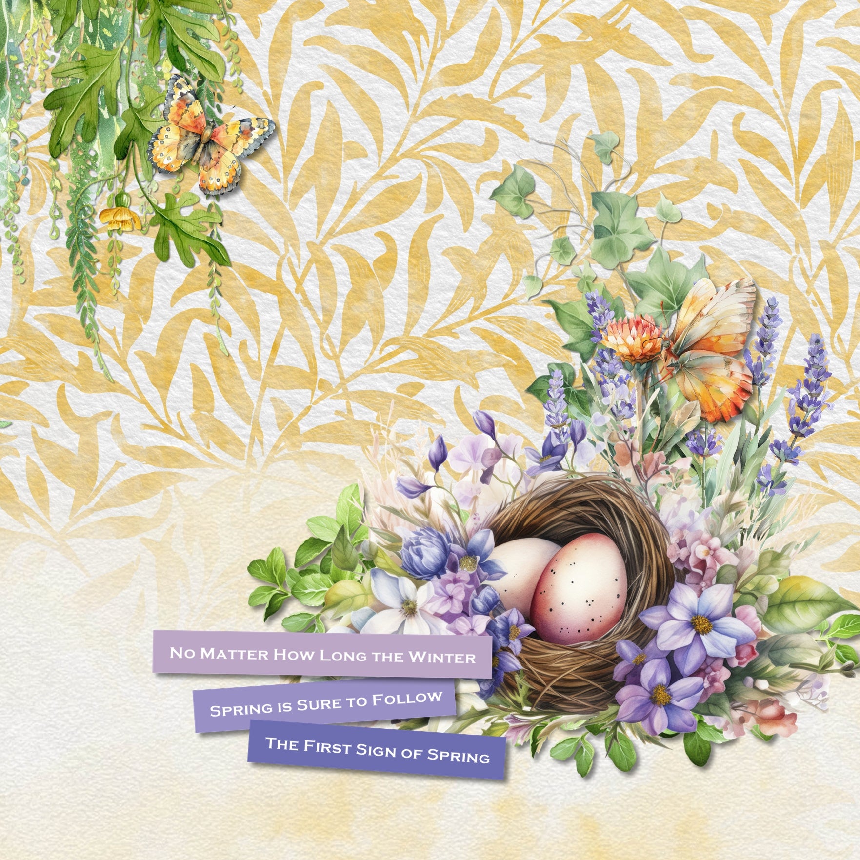 Add beautiful yellow monochromatic floral papers by Lucky Girl Creative digital art to all your scrapbooking pages and albums. Inspired by the Art Nouveau Arts & Crafts Movement of the 1870's, these background papers will add a subtle touch of warmth to your projects. This kit is included in the English Garden Wallpaper Bundle.