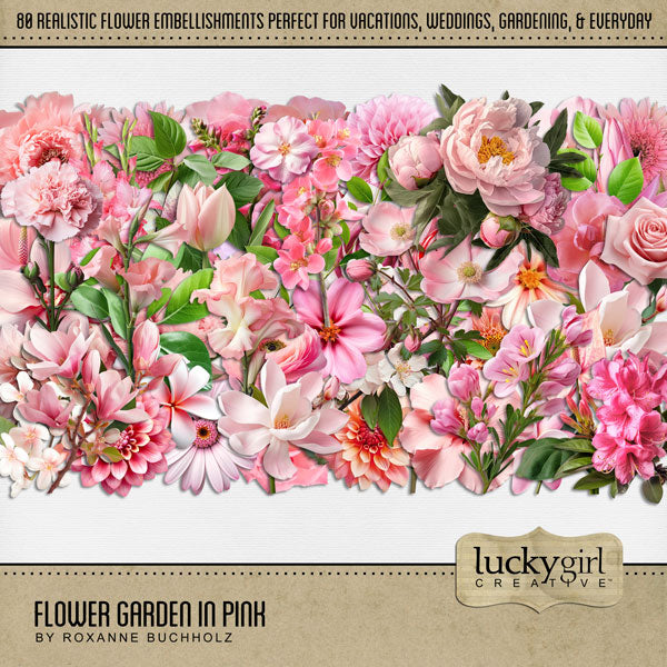 Flower Garden in Pink Digital Scrapbook Kit