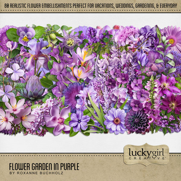 Flower Garden in Purple Digital Scrapbook Kit