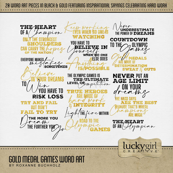Gold Medal Games Word Art Digital Scrapbook Kit