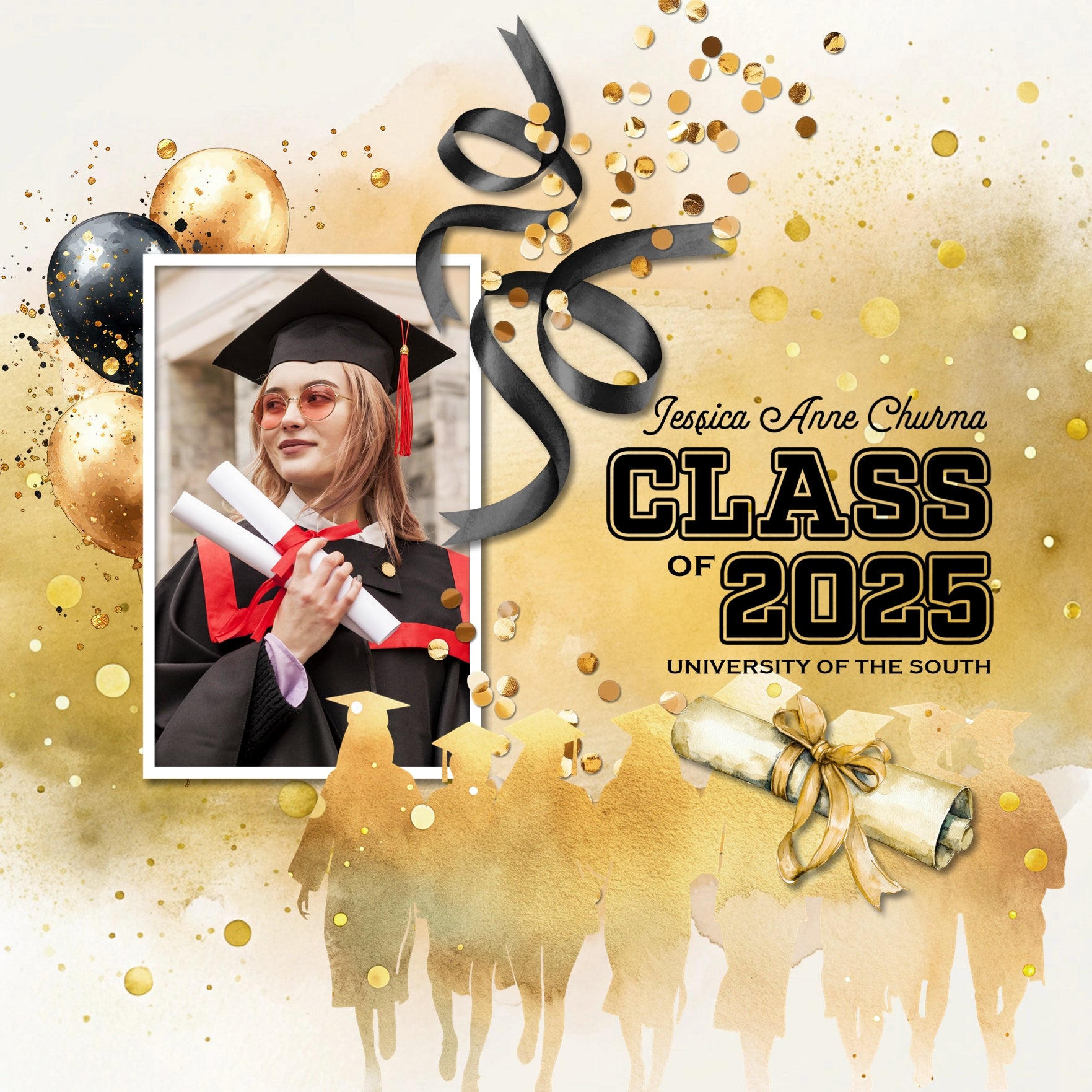 Add beautiful graduation watercolor embellishments, papers, clusters, and an alpha set by Lucky Girl Creative digital art to all your school digital scrapbooking pages and graduation party invitations showcasing your student or the graduate. Embellishments include school, university, college, architecture, building, Rottweiler dog, Golden Retriever dog, cat, balloon, banner, bunting, ribbon, book, journal, bouquet of flowers, brain, butterfly, graduation cap, graduation gown, clock, confetti, and more.
