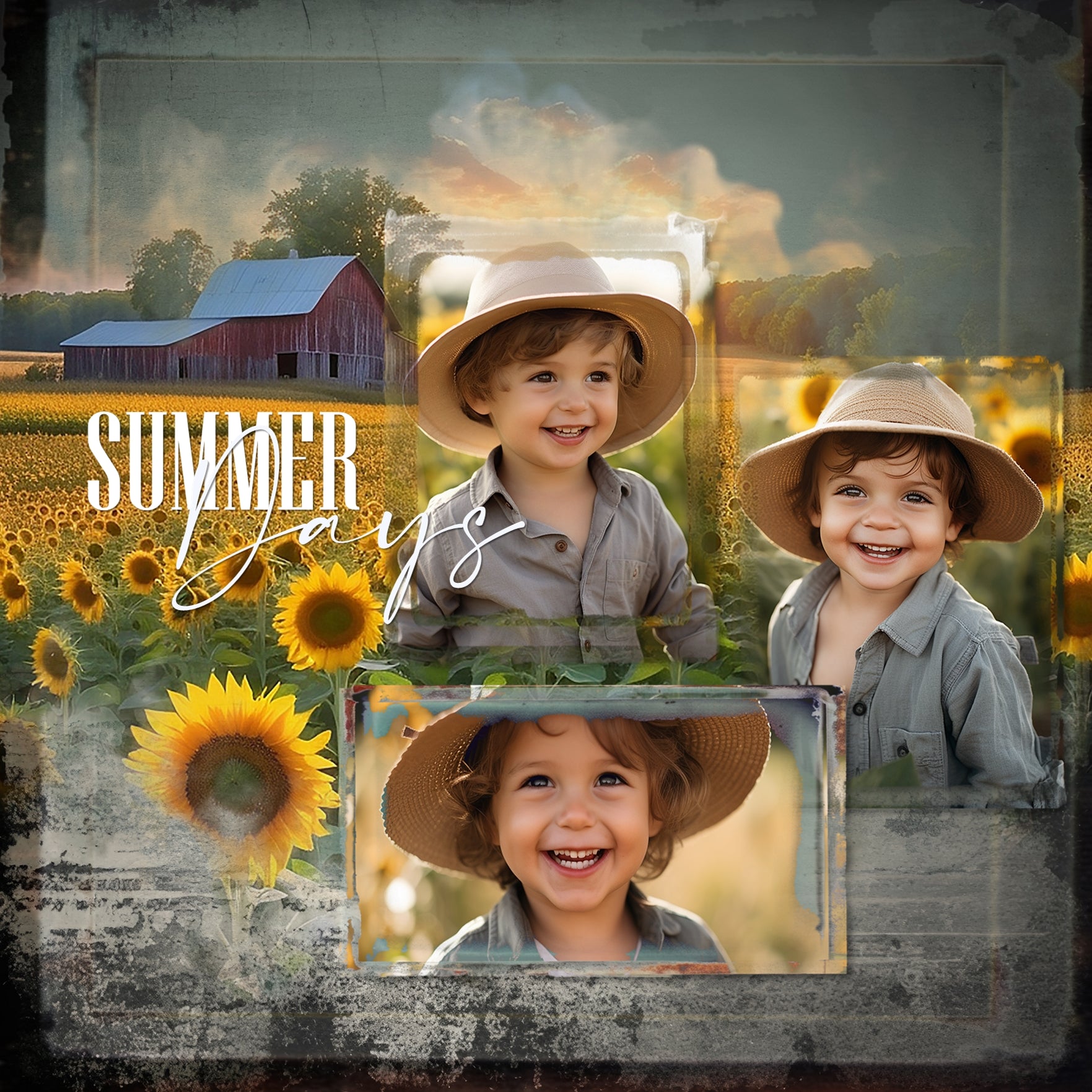 Create unique digital scrapbooking page backgrounds with these grunge painted papers by Lucky Girl Creative digital art. Great for creating fine art greeting cards and unique pieces of artwork. Use as is or apply as a blend layer to create a vintage look. This kit is included in the Grunge Photo Transfer Mega Bundle.