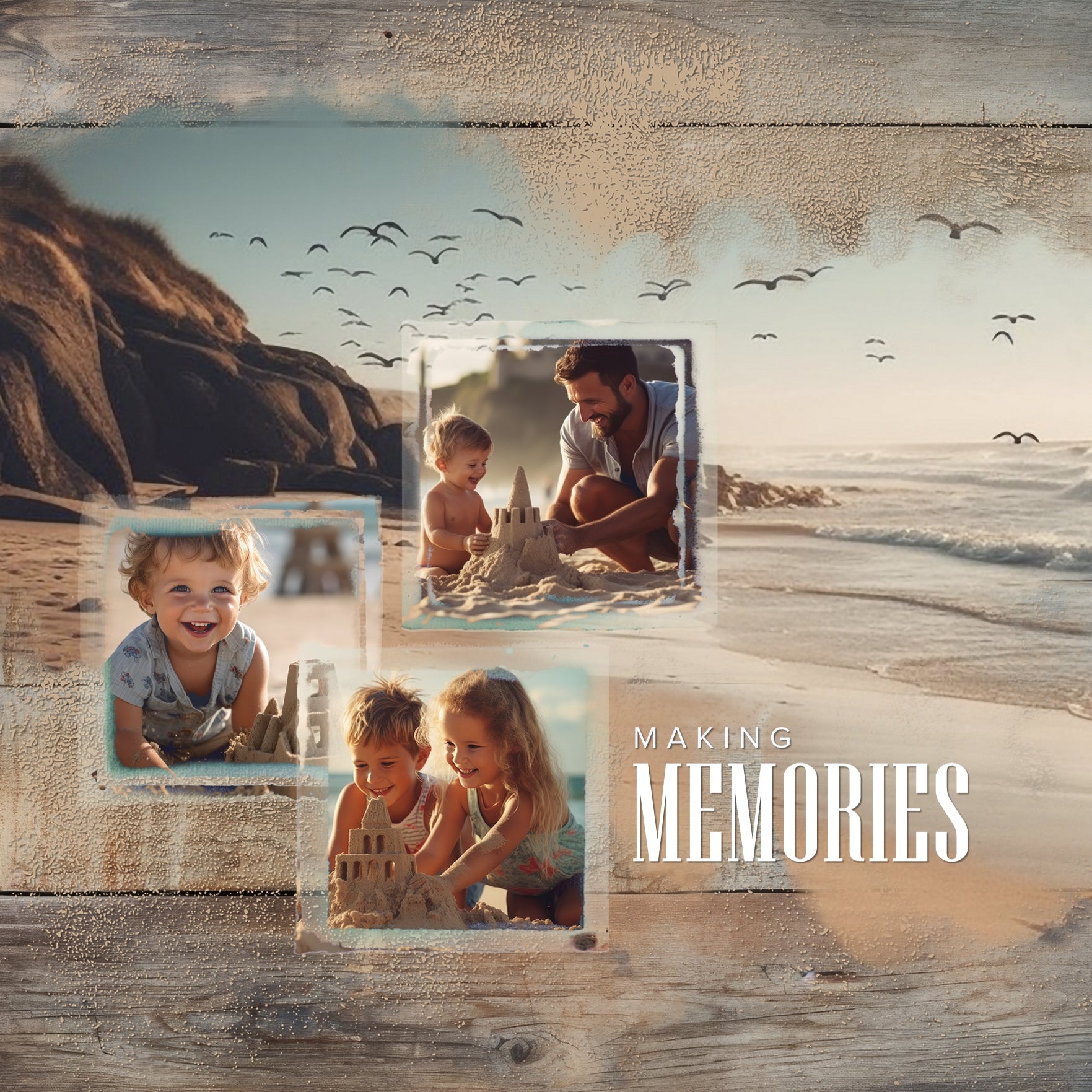 Grunge up your favorite photos or add texture to your digital scrapbooking background papers with these light grunge textured overlays by Lucky Girl Creative. All elements in the kit are black and easily colorized or filled with your favorite papers to fit your chosen photos. This kit is included in the Grunge Photo Transfer Mega Bundle.