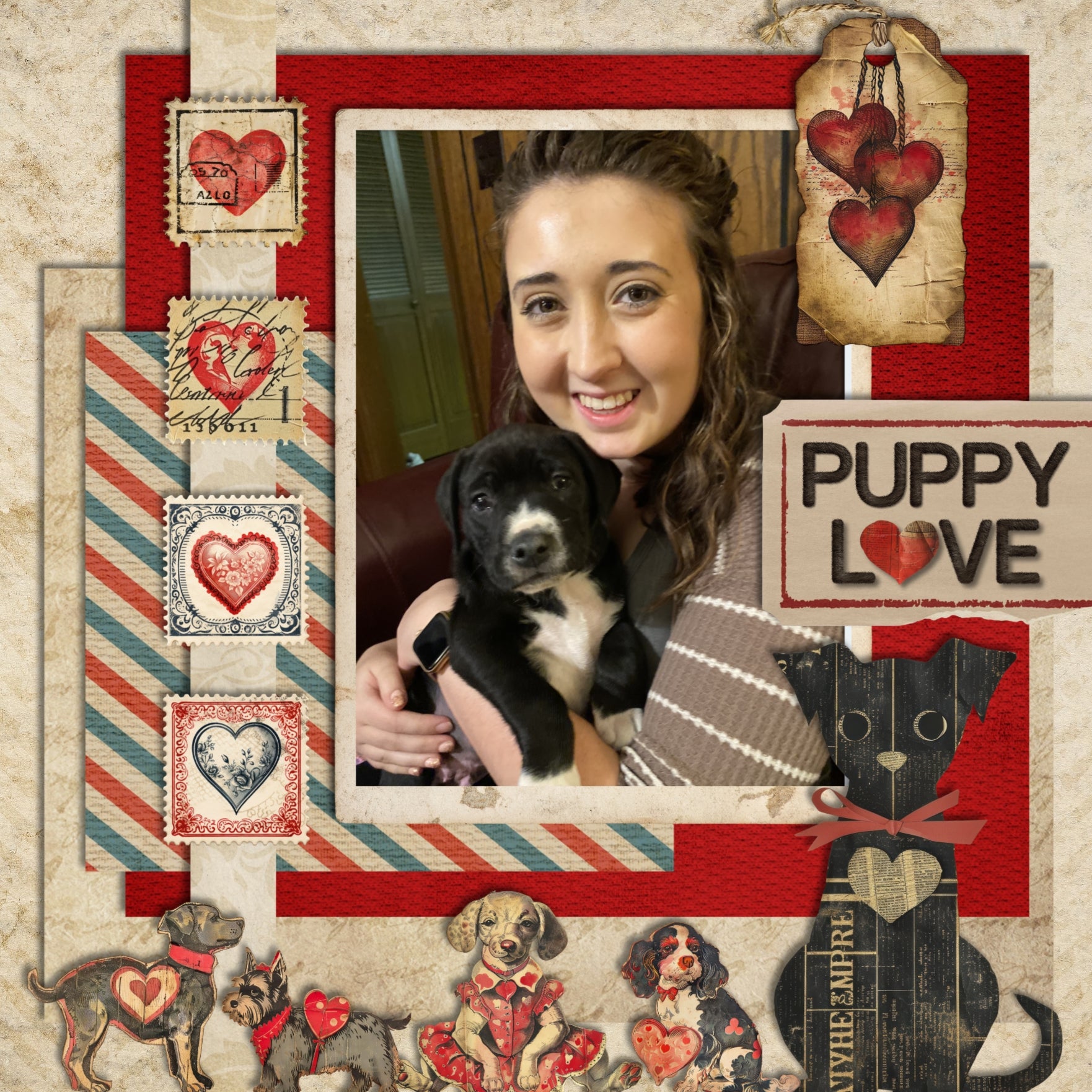 Junk Journal Valentine Zoo Digital Scrapbook Kit