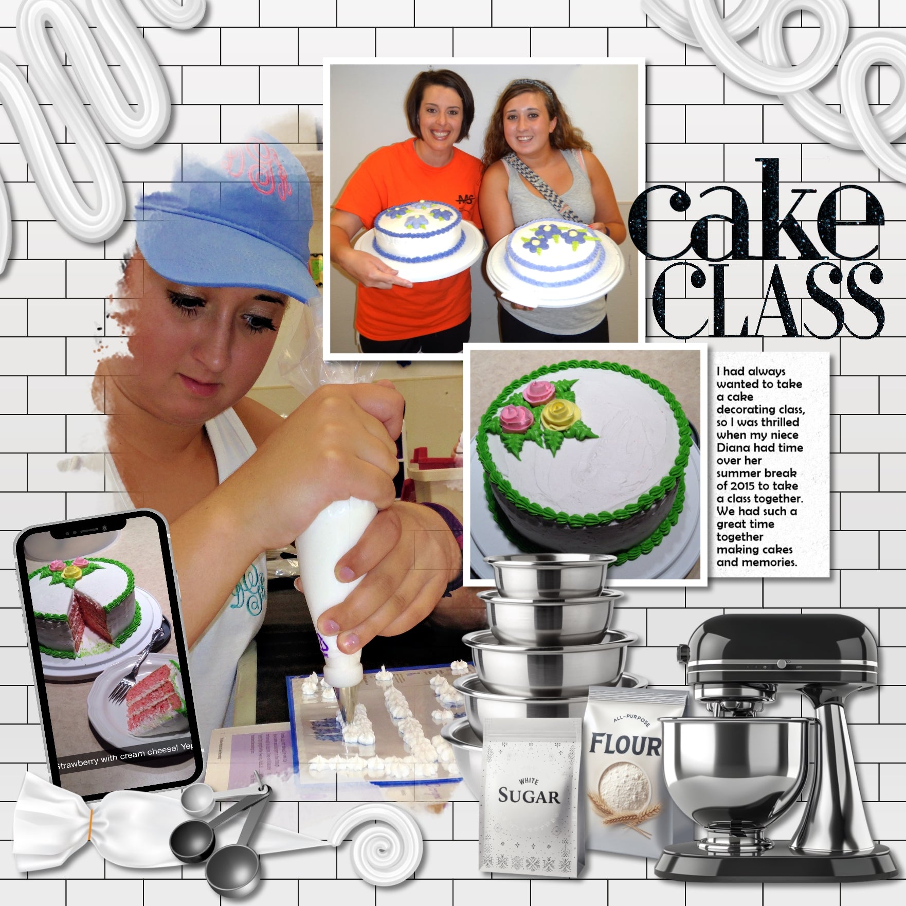 Showcase your favorite food, meals, restaurants, recipes, kitchen, and cookbook favorites with these realistic digital scrapbooking embellishments and subway tile papers by Lucky Girl Creative digital art. Great for the chef, baker, cook, cooking, and family dinners. Kitchen themed embellishments include appliances, cookware, bakeware, butcher cut labels, cans and jars, essentials, placesettings, cutlery, and more!