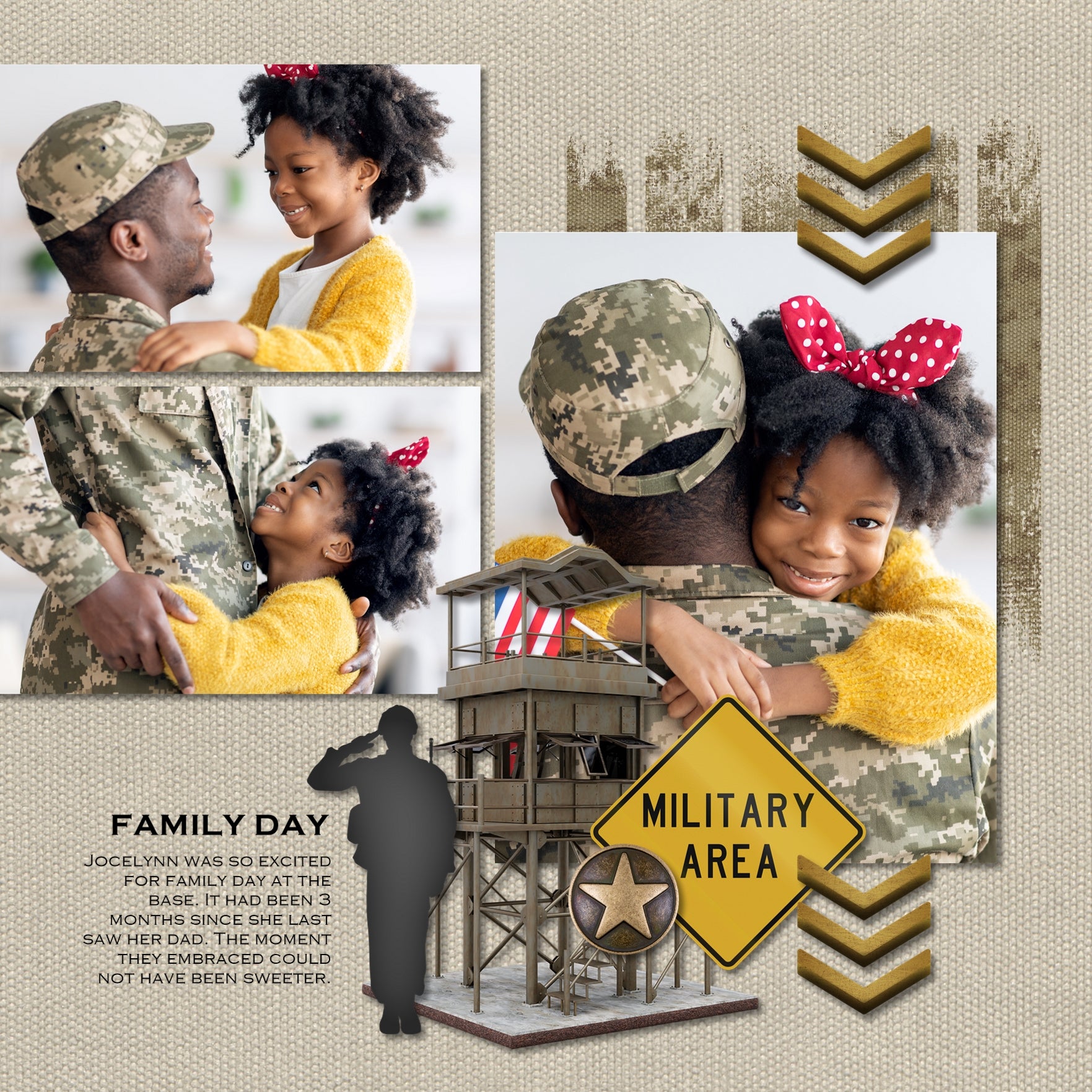 This Military Silhouettes Digital Scrapbook Kit by Lucky Girl Creative has everything you need to celebrate and honor your favorite soldier or military hero - no matter what country you're from. Each silhouette is unique and perfect for telling your modern day or genealogy story. Use as is or fill with your favorite paper, texture, or photo.