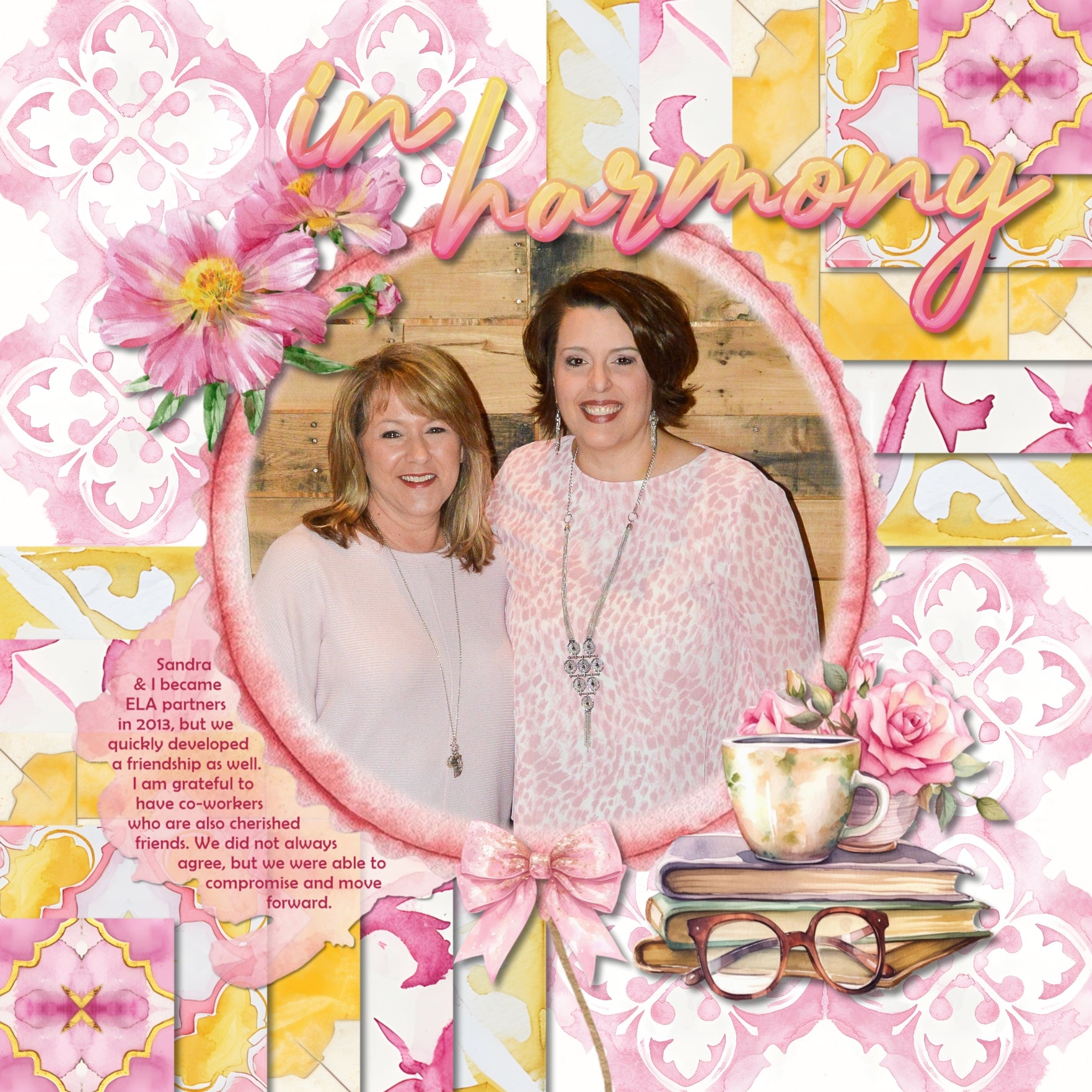 Add a touch of warmth to your summer, spring, Mother's Day, birthday, and girl-themed pages with these beautiful watercolor embellishments, pretty background papers, floral frames, clusters, and alpha set in tones of pinks and yellows by Lucky Girl Creative digital art for digital scrapbooking. Embellishments include kitty cat, puppy dog, balloon, bicycle, bike, books, tea cup, flowers, roses, bouquet, wildflowers, breakfast in bed tray, butterfly, VW bug, castle, clipboard, bookcase, blouse, and more.