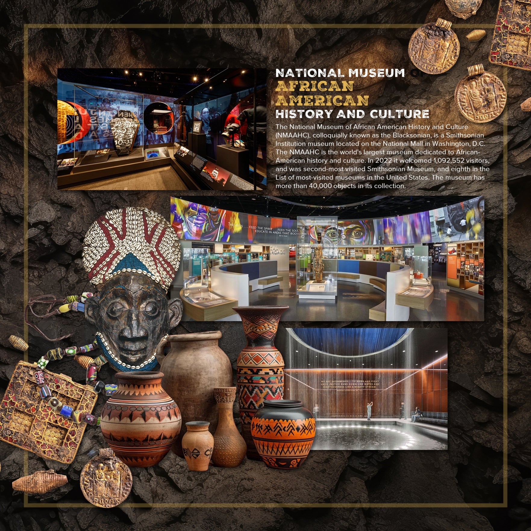 Beautifully curated by Lucky Girl Creative digital art, the Museum Africa digital scrapbook kit features realistic antique artifacts, ancient paintings, wood carvings, stone sculpture, hammered gold, vintage ceramic pottery, tribal jewelry, masks, shields, and spears from Africa. Perfect for documenting school field trips to the museum, vacations to historic sites, travel, genealogy, family history, hobbies, and more!