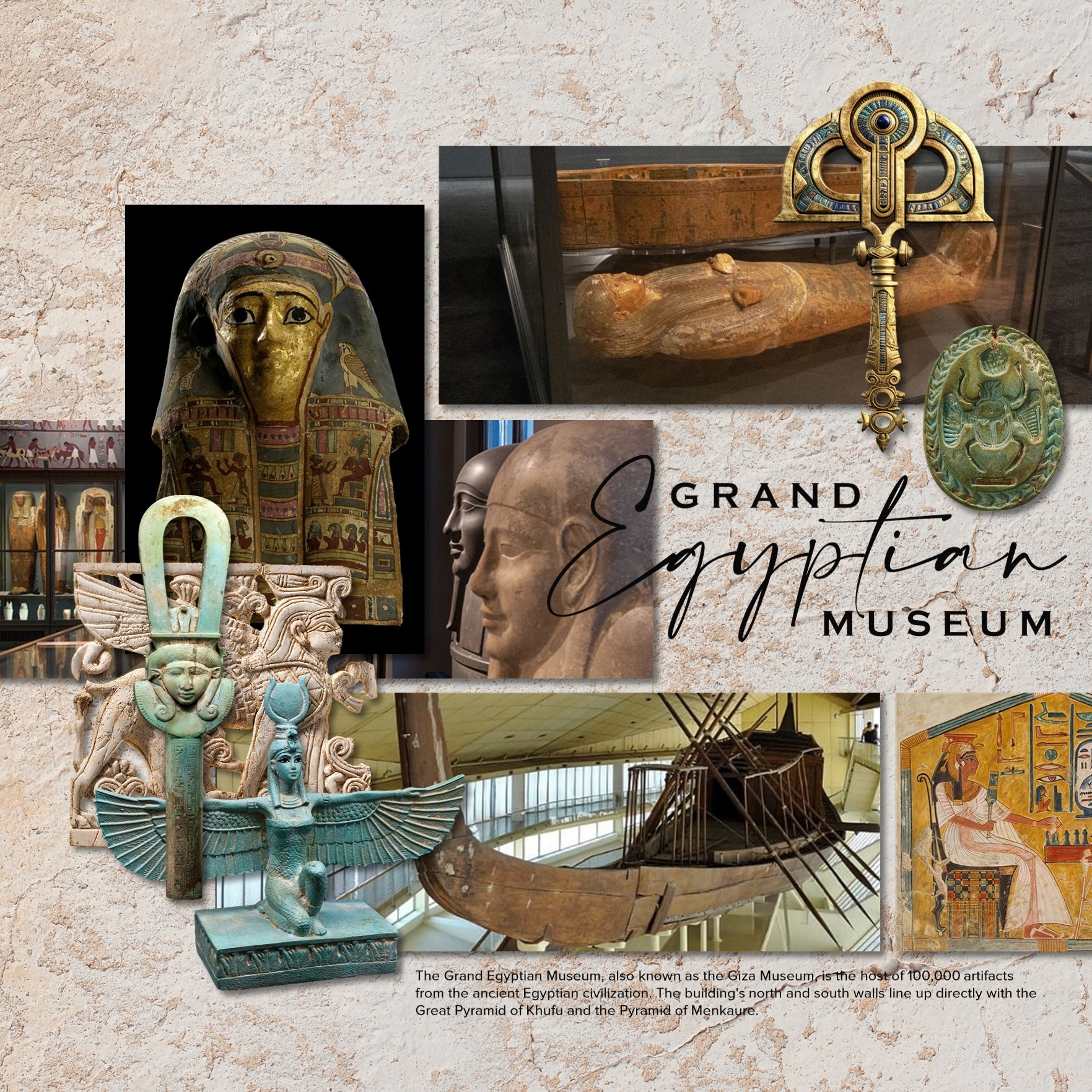 Beautifully curated, the Museum Egypt digital scrapbook kit features realistic antique artifacts, ancient paintings, wood carvings, stone sculpture, hammered gold, vintage ceramic pottery, tribal jewelry, masks, sarcophagus, pyramids, and hieroglyphics from Egypt. Perfect for documenting school field trips to the museum, vacations to historic sites, travel, genealogy, family history, hobbies, and more!