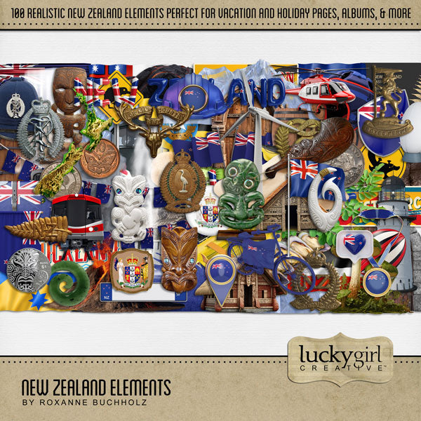 Highlight your vacation memories with these realistic digital art embellishments. Great for digital scrapbooking holidays to New Zealand and Australia and exploring native and indigenous life throughout Polynesia! Embellishments include tram, incline train, coat of arms, coin, money, ethnic flag, Maori flag, flags, territory, helicopter, kiwi fruit, pavlova dessert, Hobbit door, mushroom, glacier, and more.