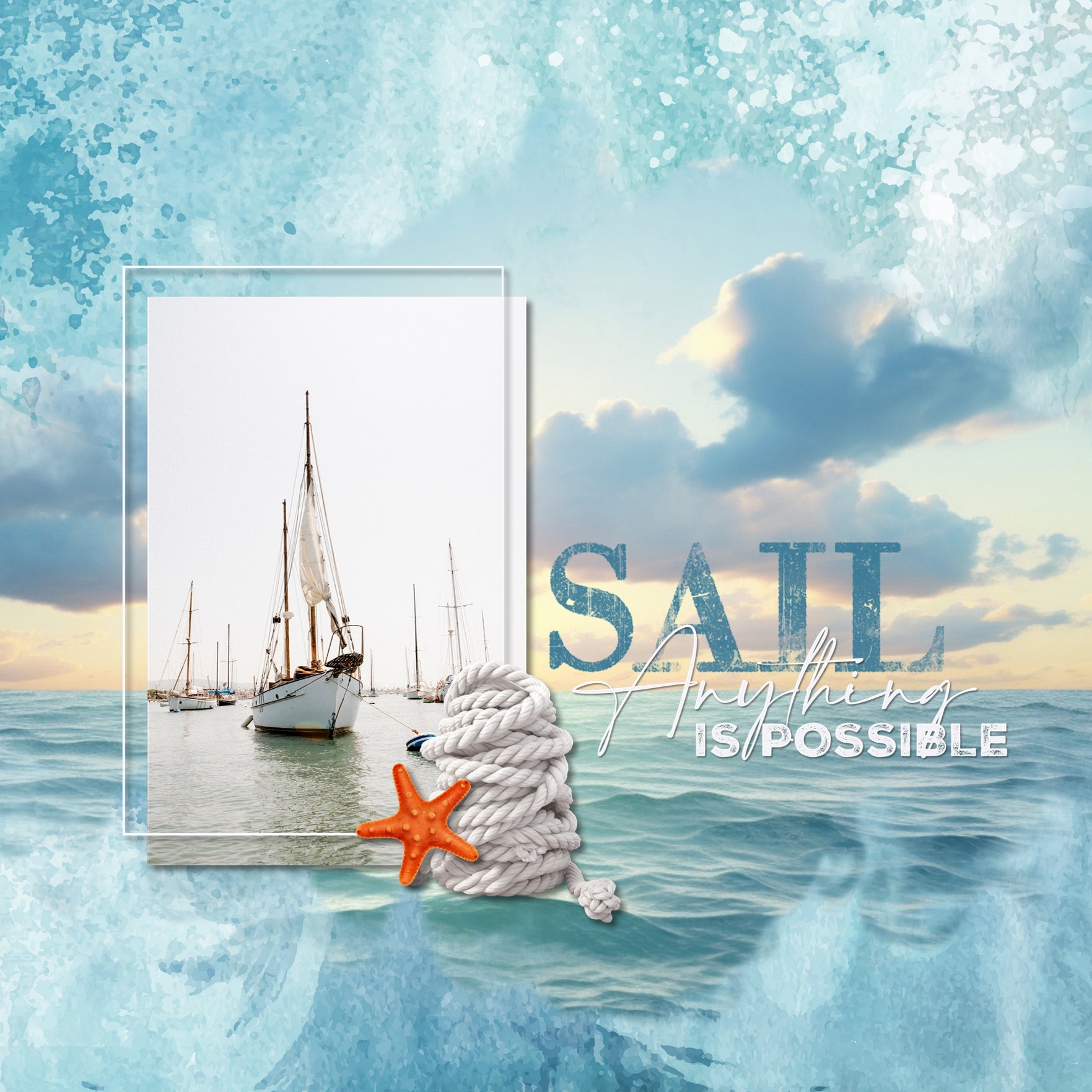 Summer beach days are here! Capture all your beach memories with this realistic digital scrapbooking bundle featuring elements, watercolor papers, watercolor splashes, an ocean filled alpha set, and stunning edge to edge masked overlays by Lucky Girl Creative digital art. Great for layering with your favorite tropical vacation photos.