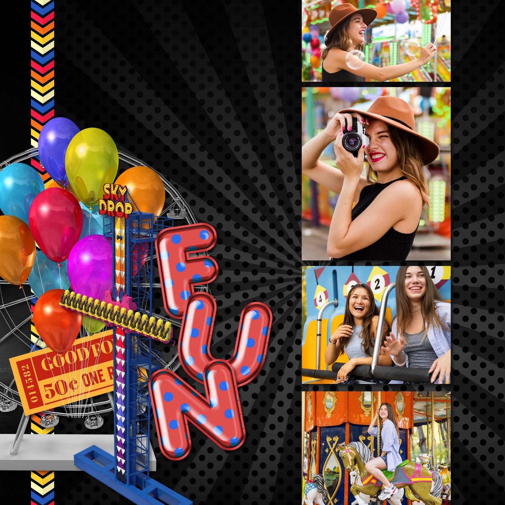 Design unique digital scrapbooking page titles with this fun polka dot balloon alpha set by Lucky Girl Creative digital art. Great for birthday parties, graduation, children, baby showers, tweens, teens, and everyone in between! This alpha set consists of a full set of uppercase letters A-Z, numbers 0-9, and most punctuation marks. This digital scrapbooking alpha set is available as individual embellishments only. This alpha set is included in the Party Balloon Alpha Bundle.