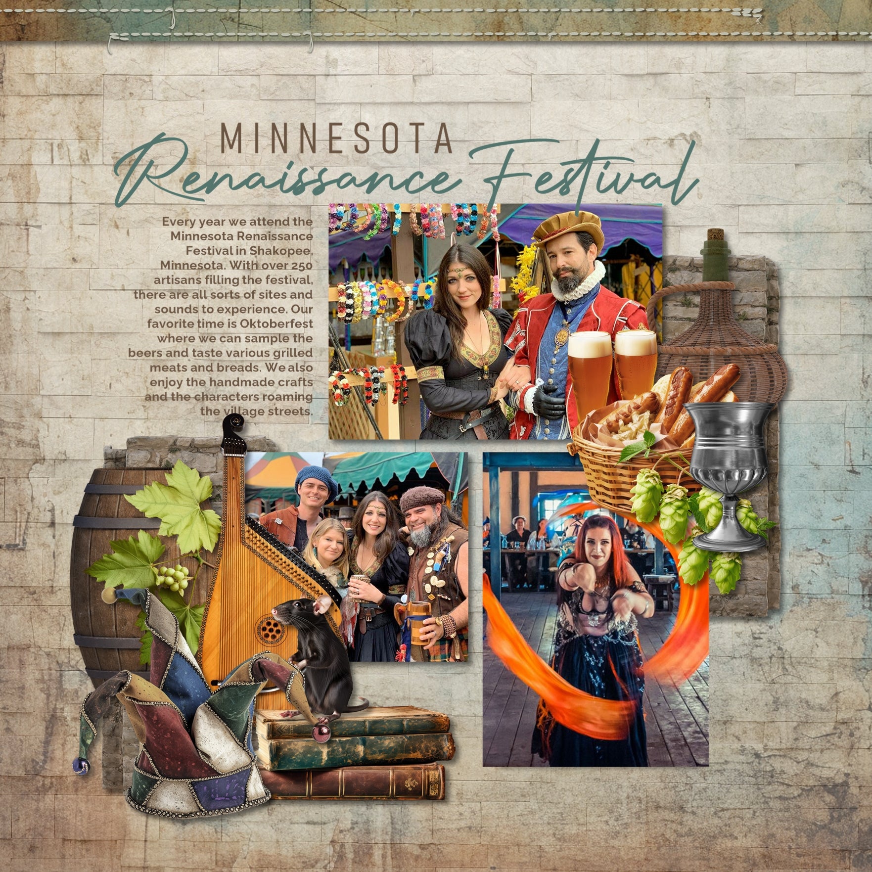 Great for genealogy and family history albums, Renaissance Fairs or Medieval Faire Festivals, and trips to Europe and other historic sites, these beautiful realistic digital art embellishments by Lucky Girl Creative are the perfect accent for your realistic digital scrapbooking pages.