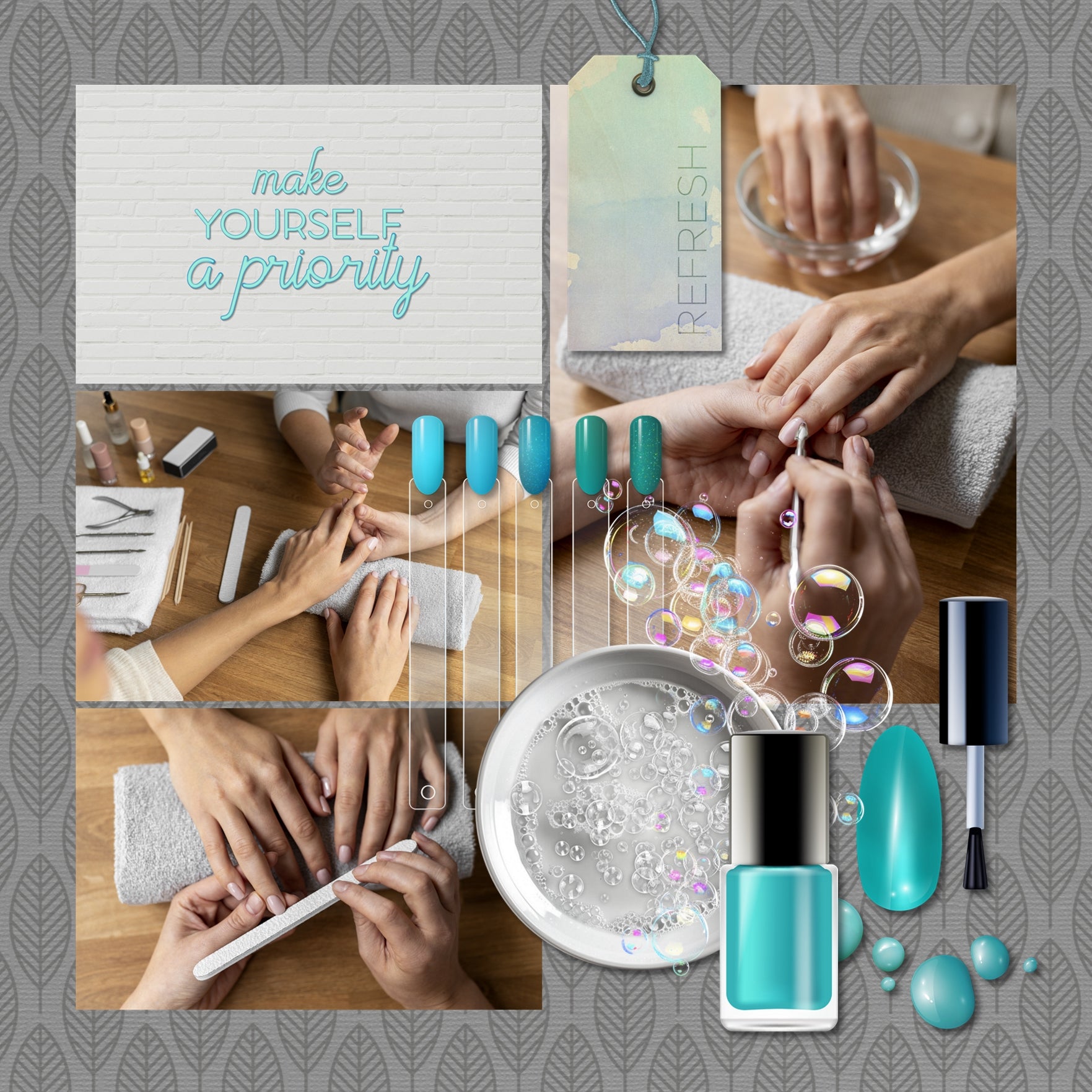 Document your latest trip to the nail salon, hair studio, beauty shop, or spa to get a manicure and pedicure with this kit filled with realistic digital scrapbooking embellishments to document your pretty fingernails and toes by Lucky Girl Creative digital art. Great for prom, homecoming, wedding, and special occasions, too! Embellishments include feet booties, and more.
