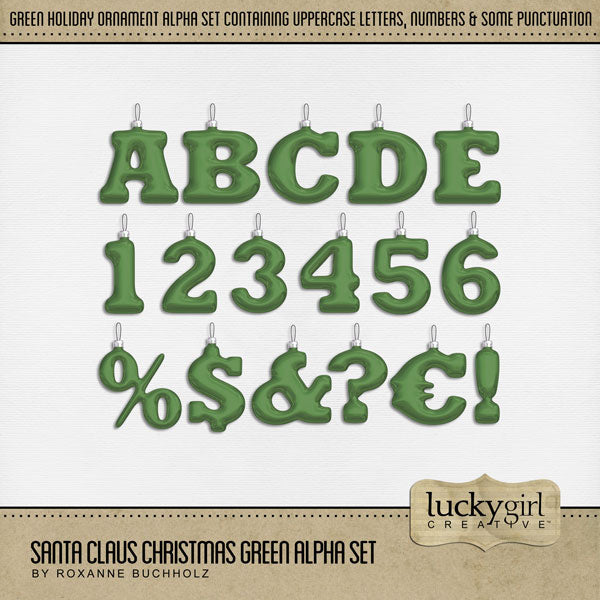 Santa Claus Christmas Green Alpha Digital Scrapbook Kit